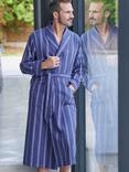 British Boxers Brushed Cotton Stripe Dressing Gown, Banbury Blue