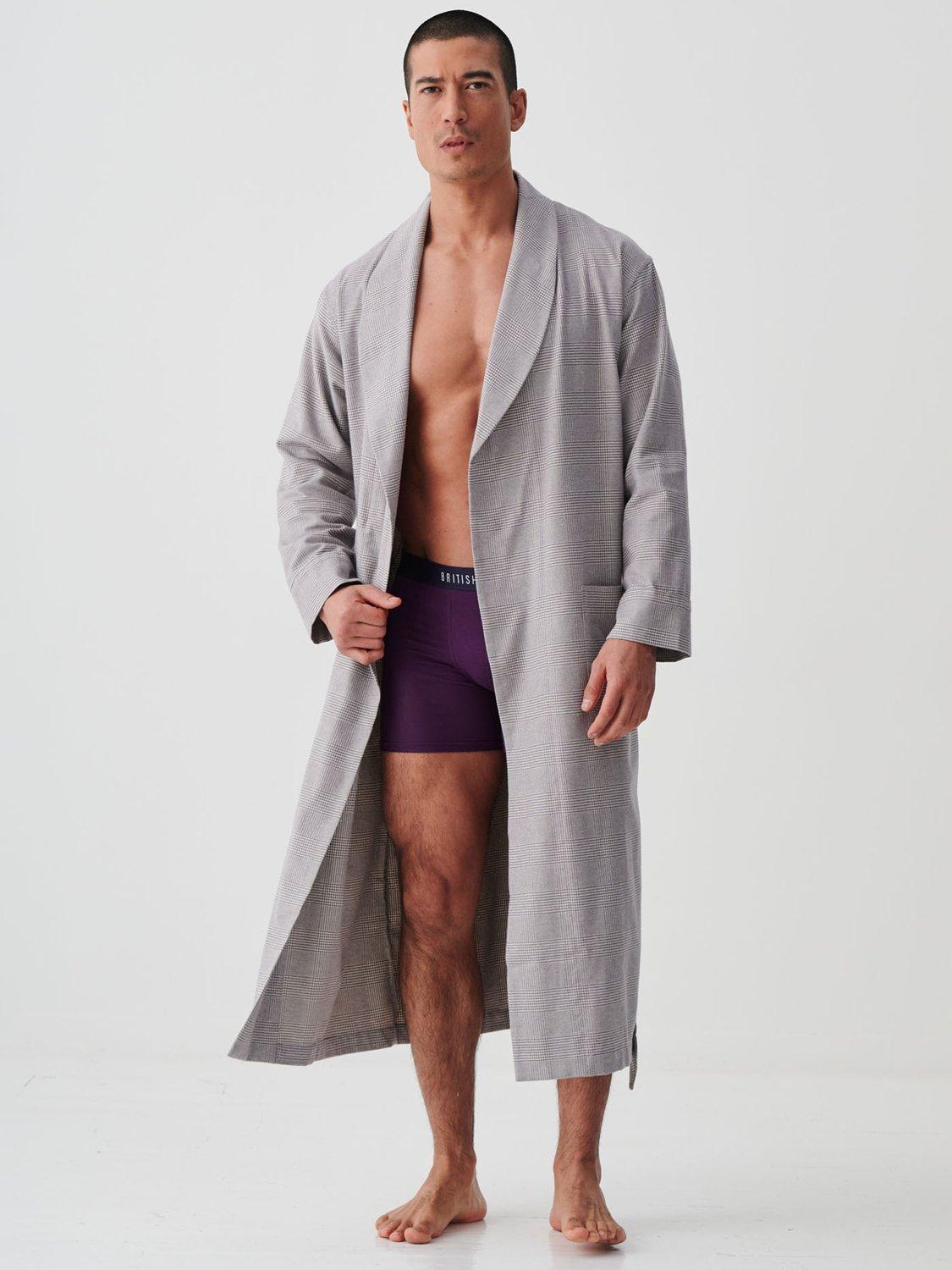 Product image 1 of 5, which shows British Boxers Brushed Cotton Check Dressing Gown, Prince Of Wales, S