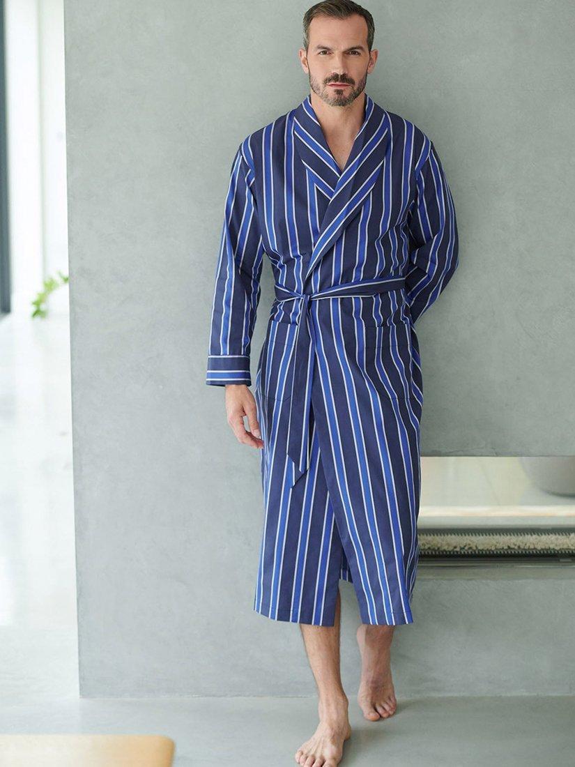 Product image 1 of 4, which shows British Boxers Regimental Satin Stripe Dressing Gown, Regimental Royal, S