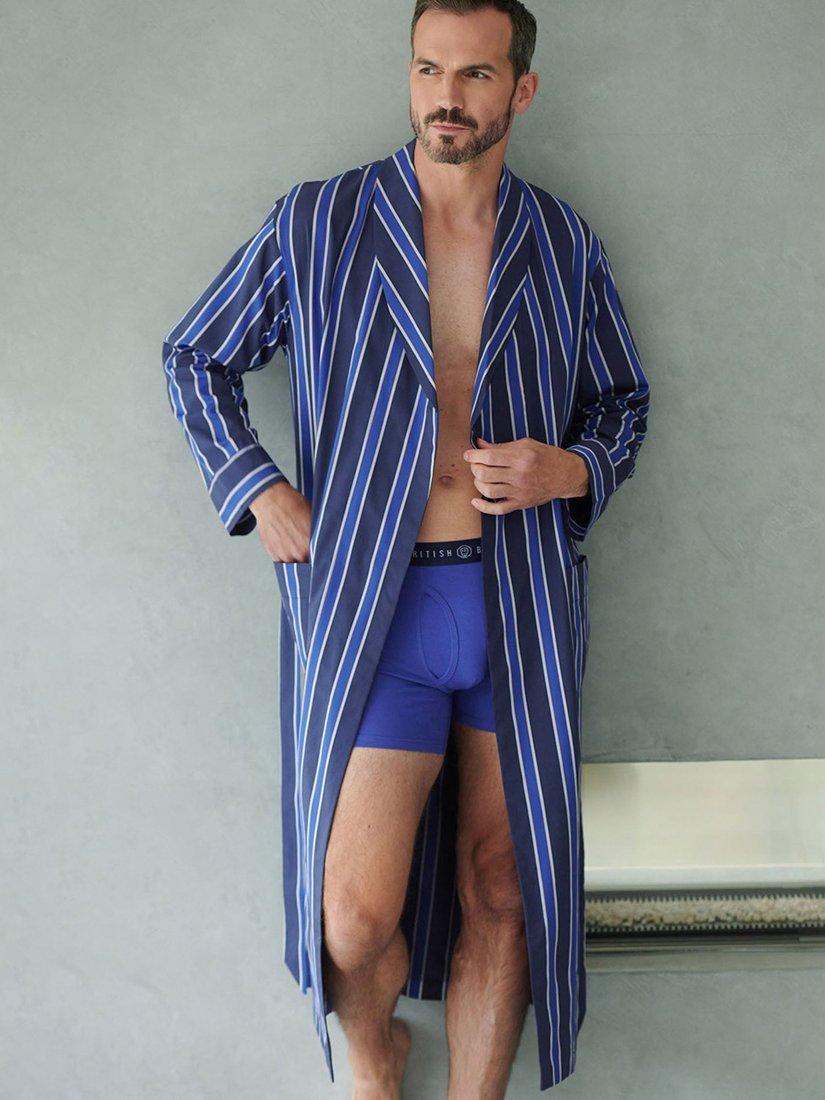 Product image 2 of 4, which shows British Boxers Regimental Satin Stripe Dressing Gown, Regimental Royal, S