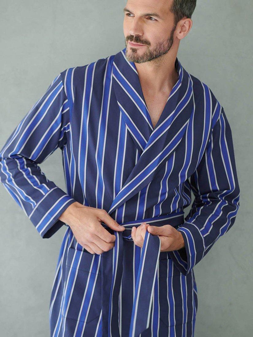 Product image 3 of 4, which shows British Boxers Regimental Satin Stripe Dressing Gown, Regimental Royal, S