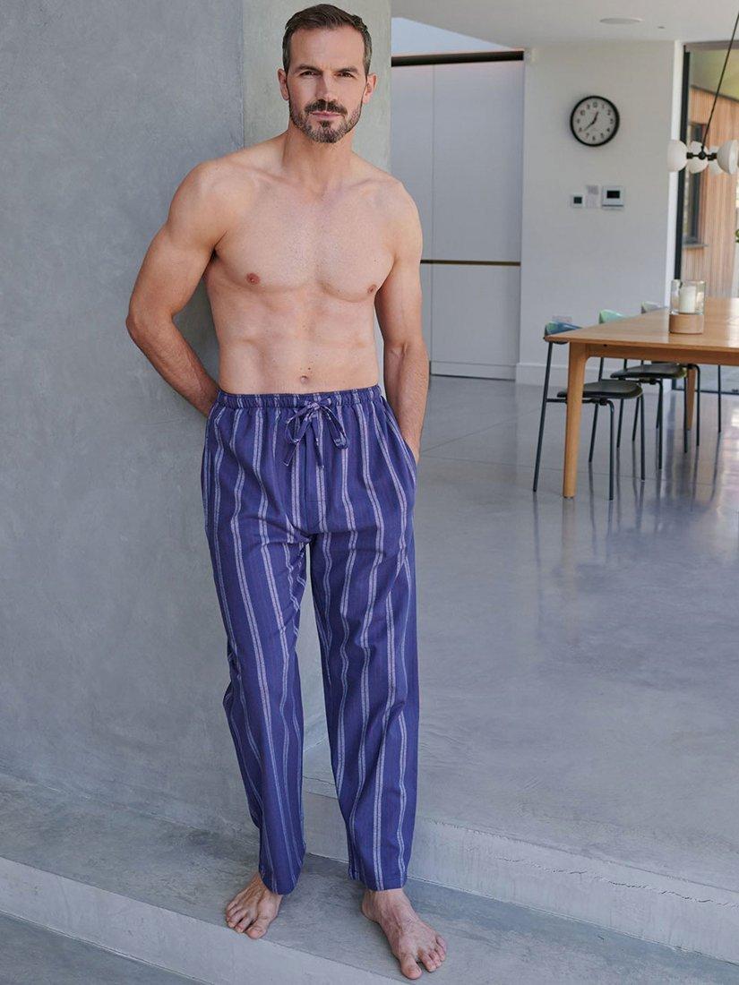 Product image 1 of 3, which shows British Boxers Brushed Cotton Stripe Pyjama Trousers, Banbury, S