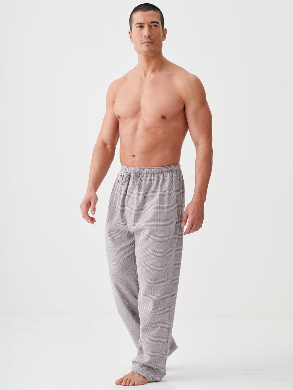 Product image 2 of 3, which shows British Boxers Prince of Wales Brushed Cotton Pyjama Trousers, Grey, S