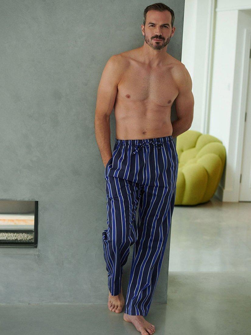 Product image 1 of 3, which shows British Boxers Regimental Satin Stripe Pyjama Trousers, Regimental Royal, S