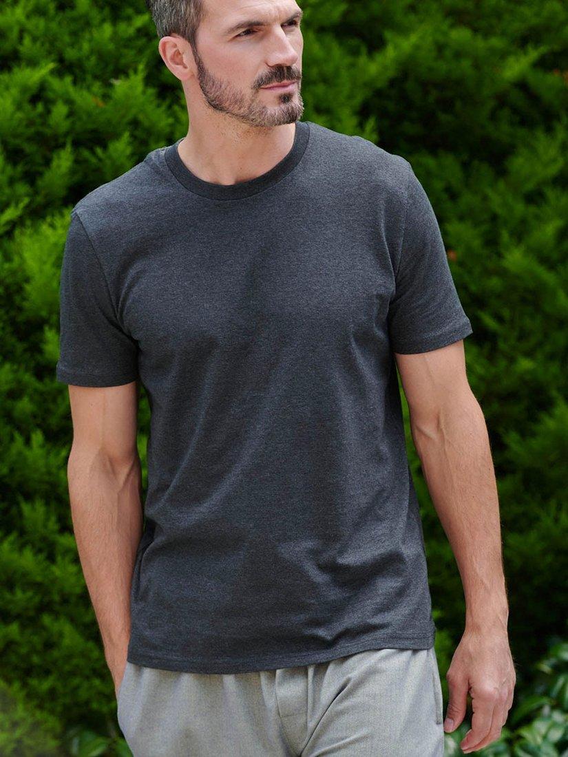 Product image 1 of 1, which shows British Boxers GOTS Organic Short Sleeve Lounge T-Shirt, Dark Heather Grey, S