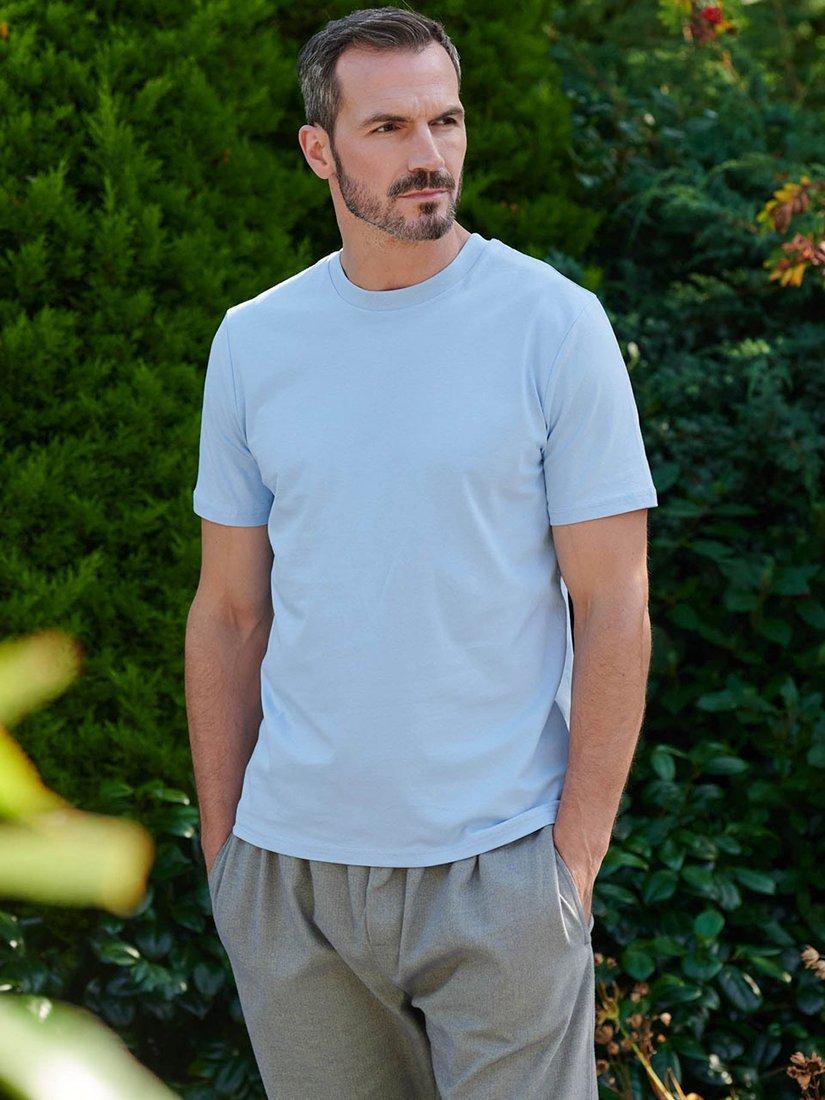 Product image 1 of 1, which shows British Boxers GOTS Organic Short Sleeve Lounge T-Shirt, Sky Blue, S