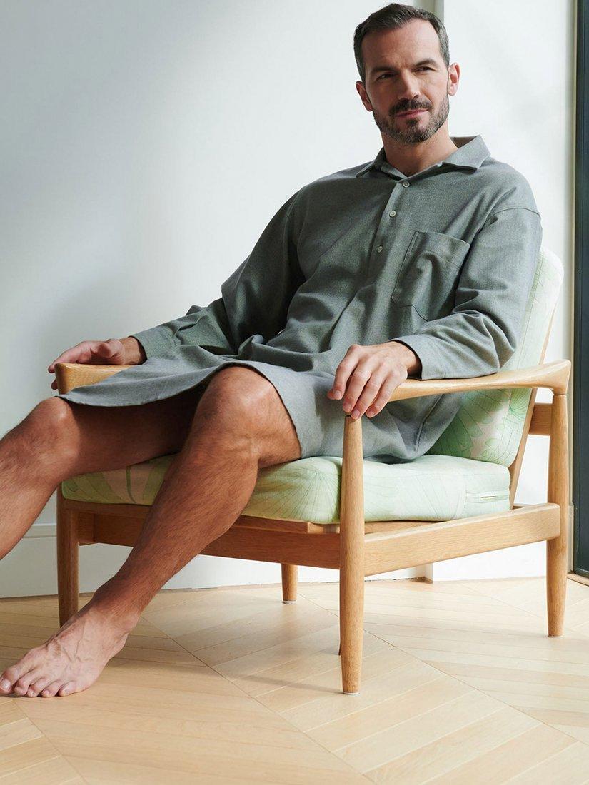 Product image 1 of 3, which shows British Boxers Herringbone Brushed Cotton Nightshirt, Orkney, S
