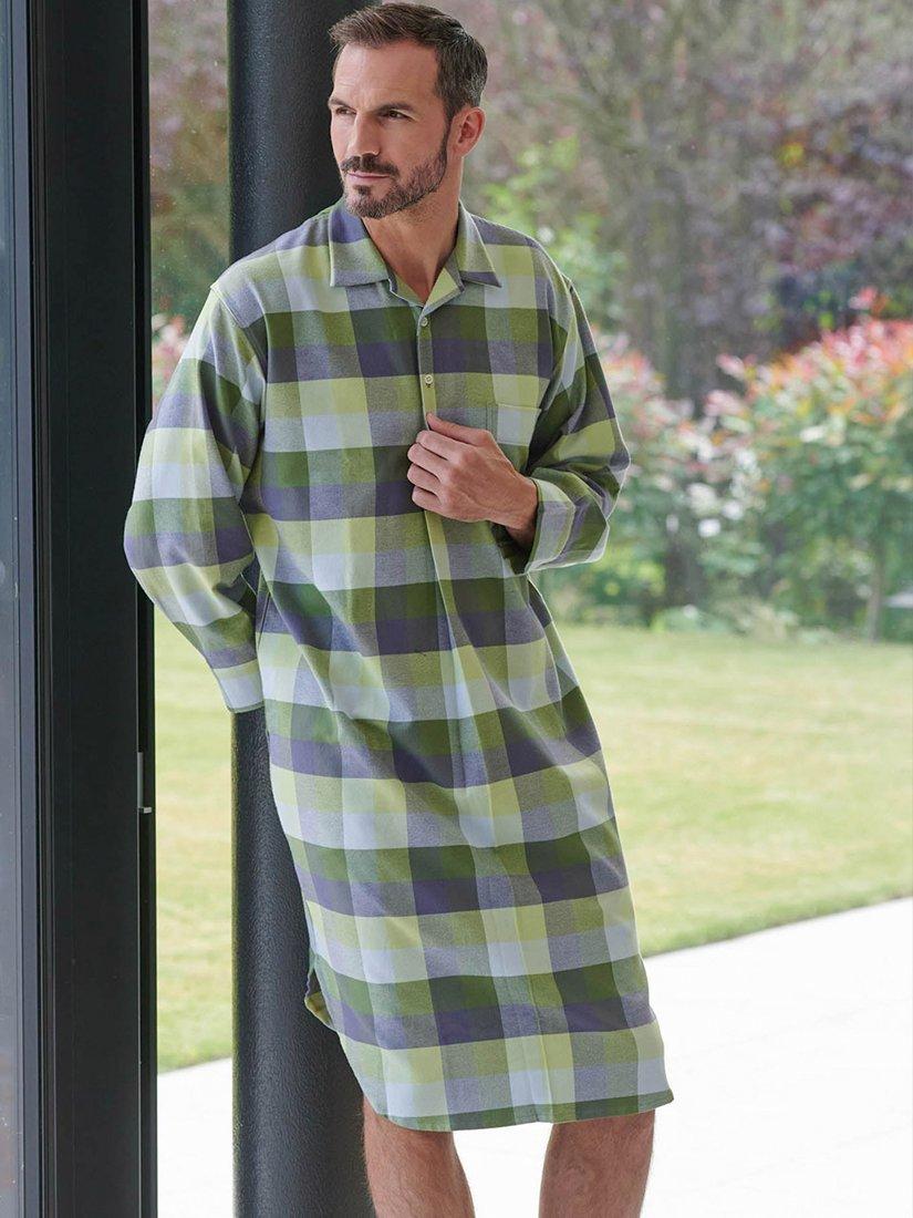 Product image 1 of 2, which shows British Boxers Check Brushed Cotton Nightshirt, Shetland, S