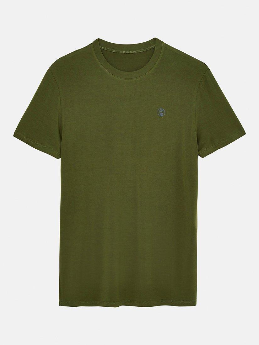 Product image 3 of 4, which shows British Boxers Bamboo Blend Stripe Short Pyjama Set , Khaki/Navy, S