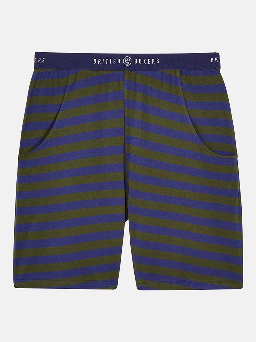 Product image 4 of 4, which shows British Boxers Bamboo Blend Stripe Short Pyjama Set , Khaki/Navy, S
