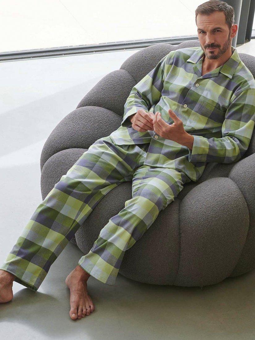 Product image 1 of 3, which shows British Boxers Check Brushed Cotton Pyjama Set, Shetland, S