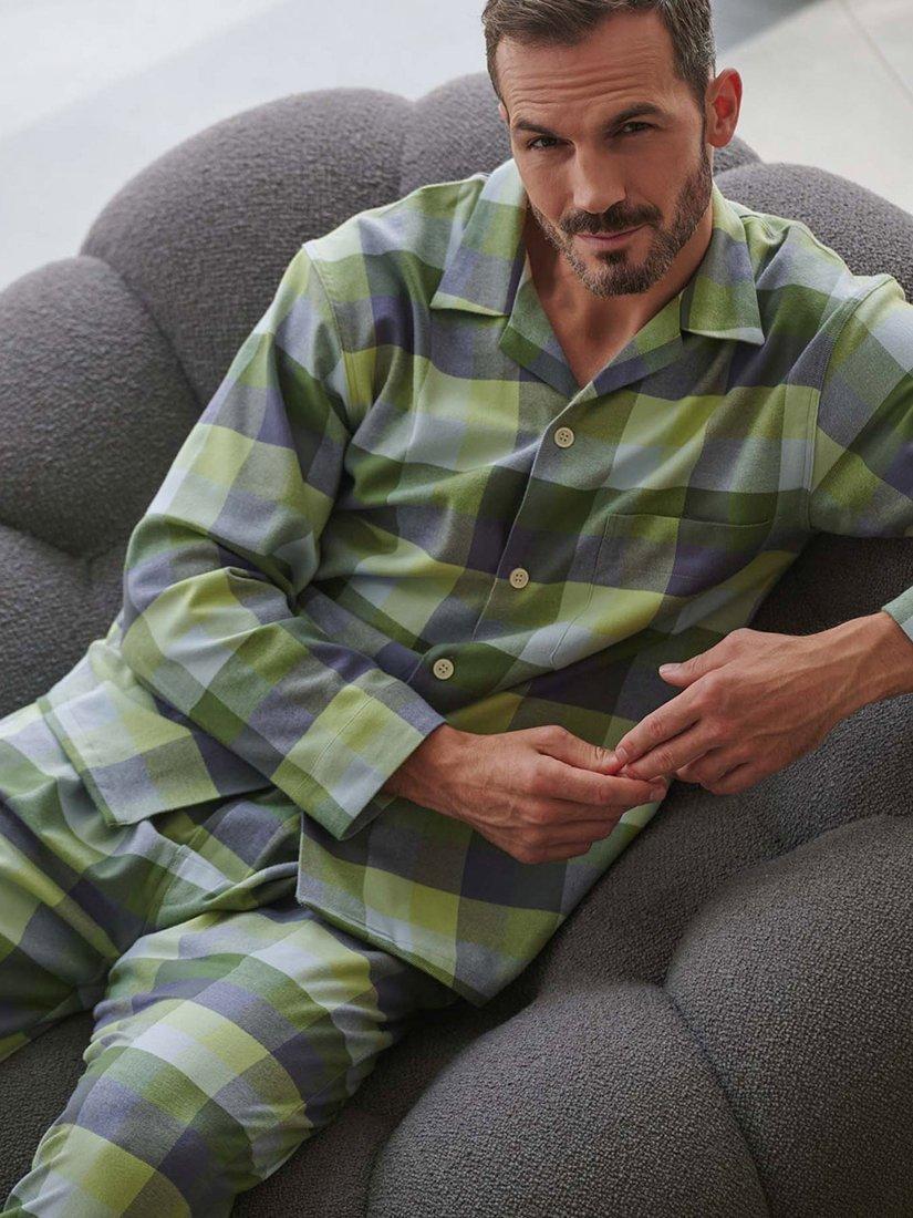 Product image 2 of 3, which shows British Boxers Check Brushed Cotton Pyjama Set, Shetland, S