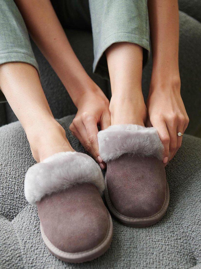 Product image 2 of 2, which shows British Boxers Sheepskin Slippers, Bracken Truffle, 3