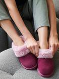 British Boxers Sheepskin Cropped Slipper Boots, Heather Wine