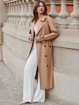 Sosandar Belted Longline Hooded Trench Coat, Camel