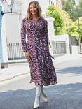 Sosandar Leopard Print Midi Shirt Dress, Purple