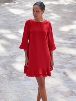 Sosandar Ruffle Mini Dress, Red, Red