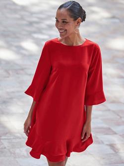 Sosandar Ruffle Mini Dress, Red - view 2, Red