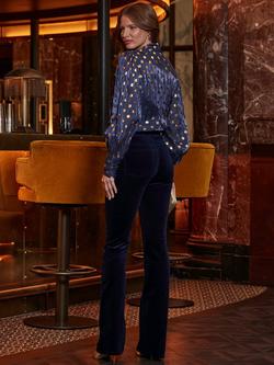 Sosandar Velvet Kick Flare Jeans, Midnight Blue - view 2, Midnight Blue