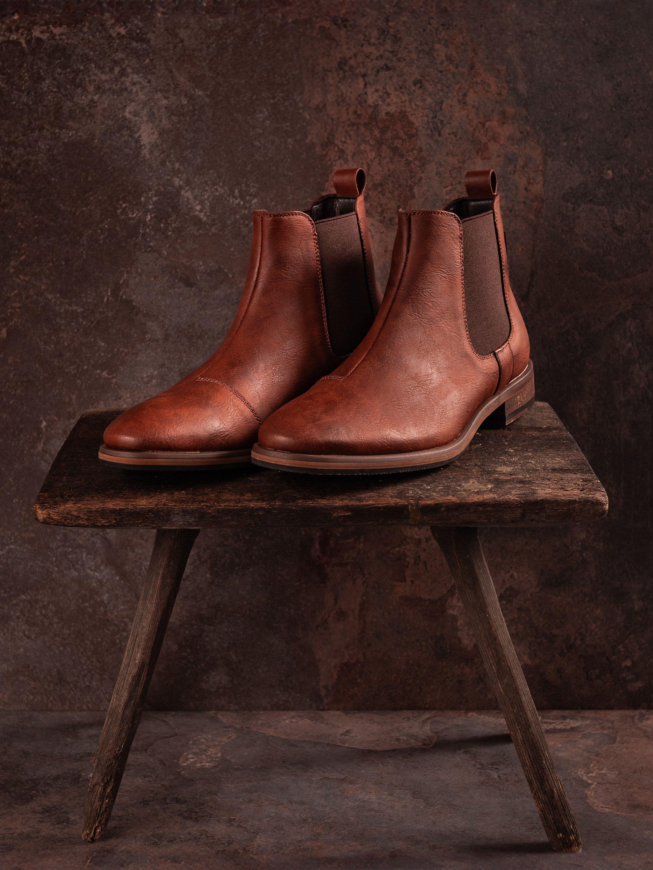 Product image 6 of 7, which shows V.GAN Vegan Cardamom Chelsea Boots, Tan, 7