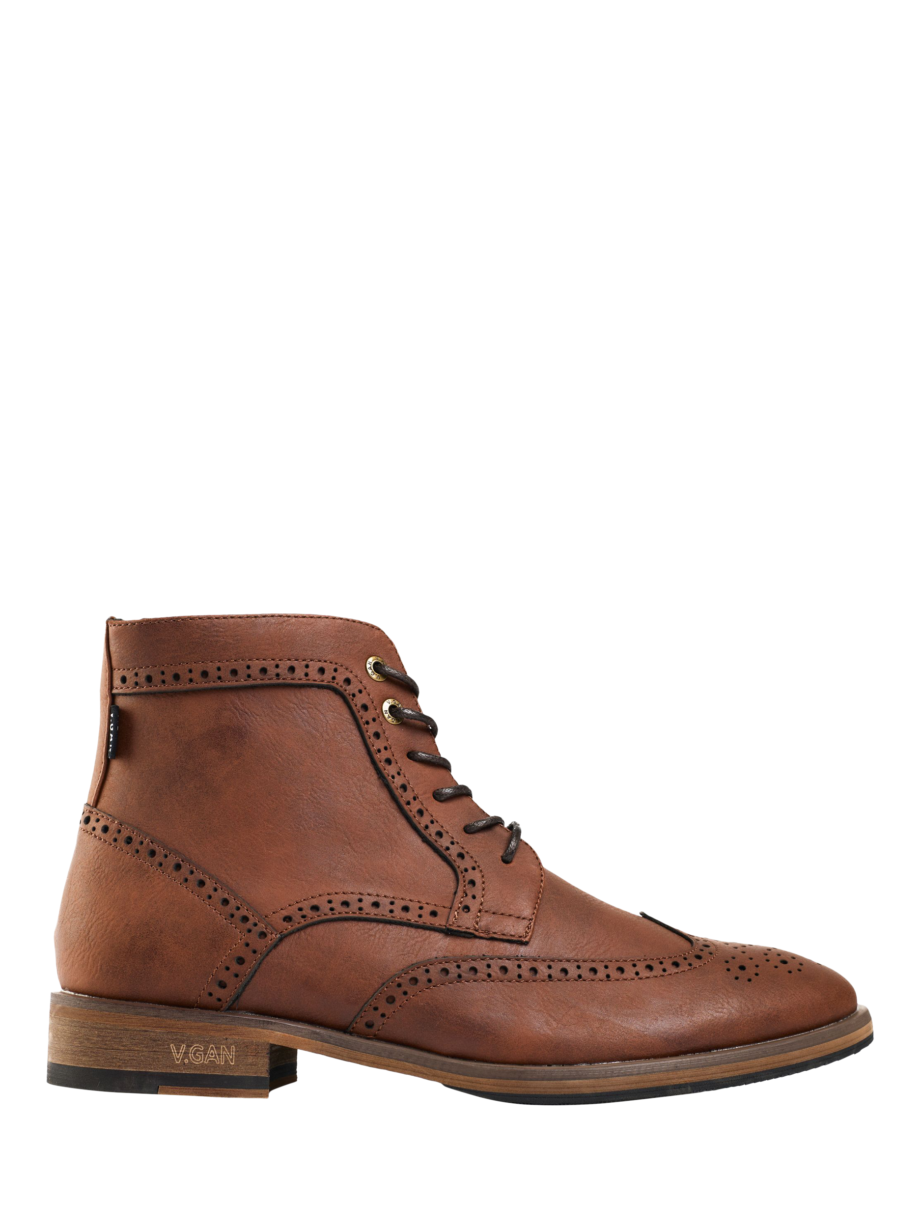 Product image 1 of 10, which shows V.GAN Vegan Wheat 2 Brogue Lace-Up Boots, Tan, 7