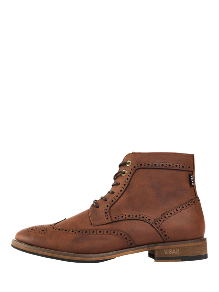 V.GAN Vegan Wheat 2 Brogue Lace-Up Boots, Tan - view 2, Tan