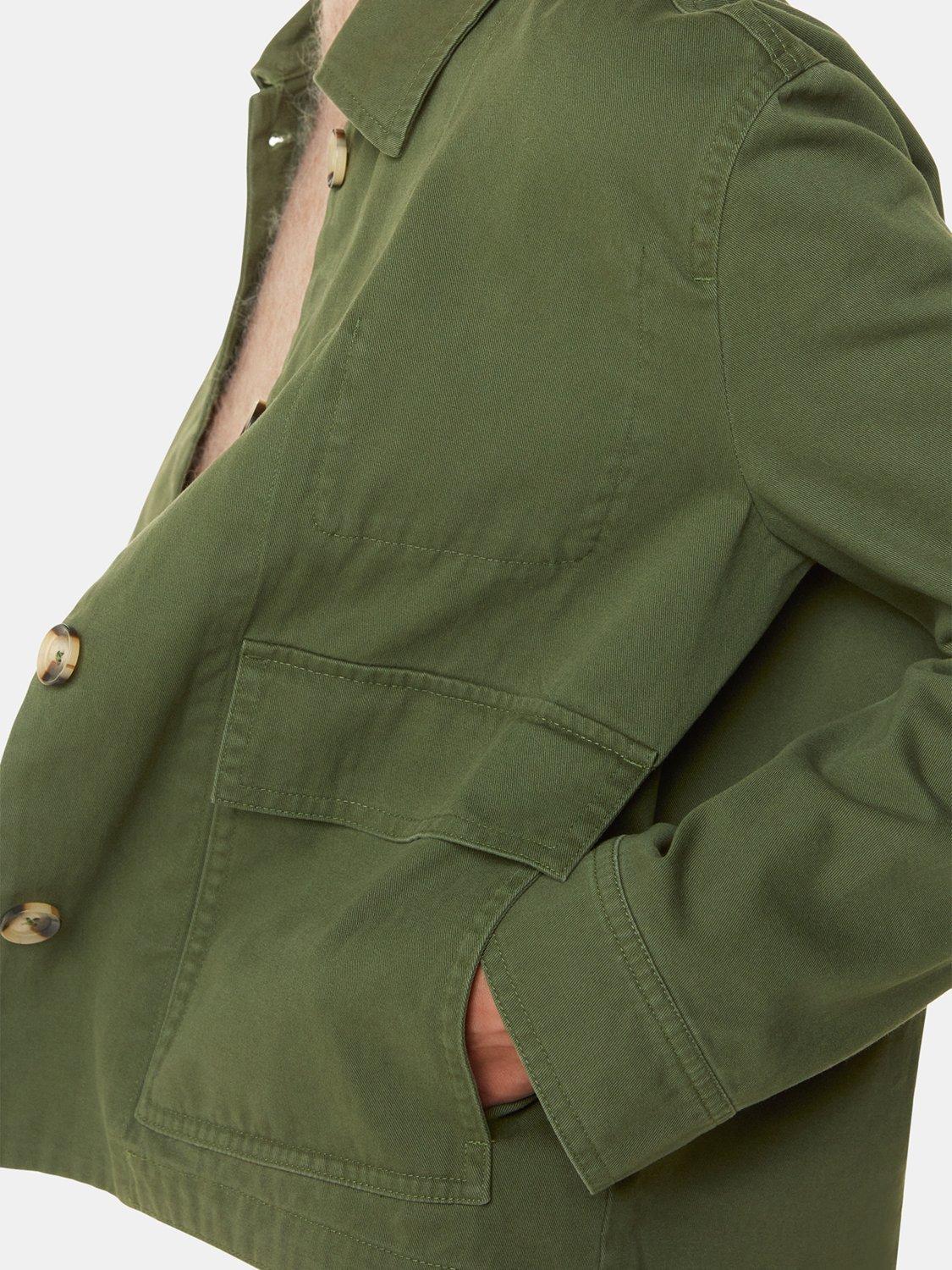 Product image 5 of 6, which shows Whistles Marie Short Cotton Jacket, Dark Green, 6