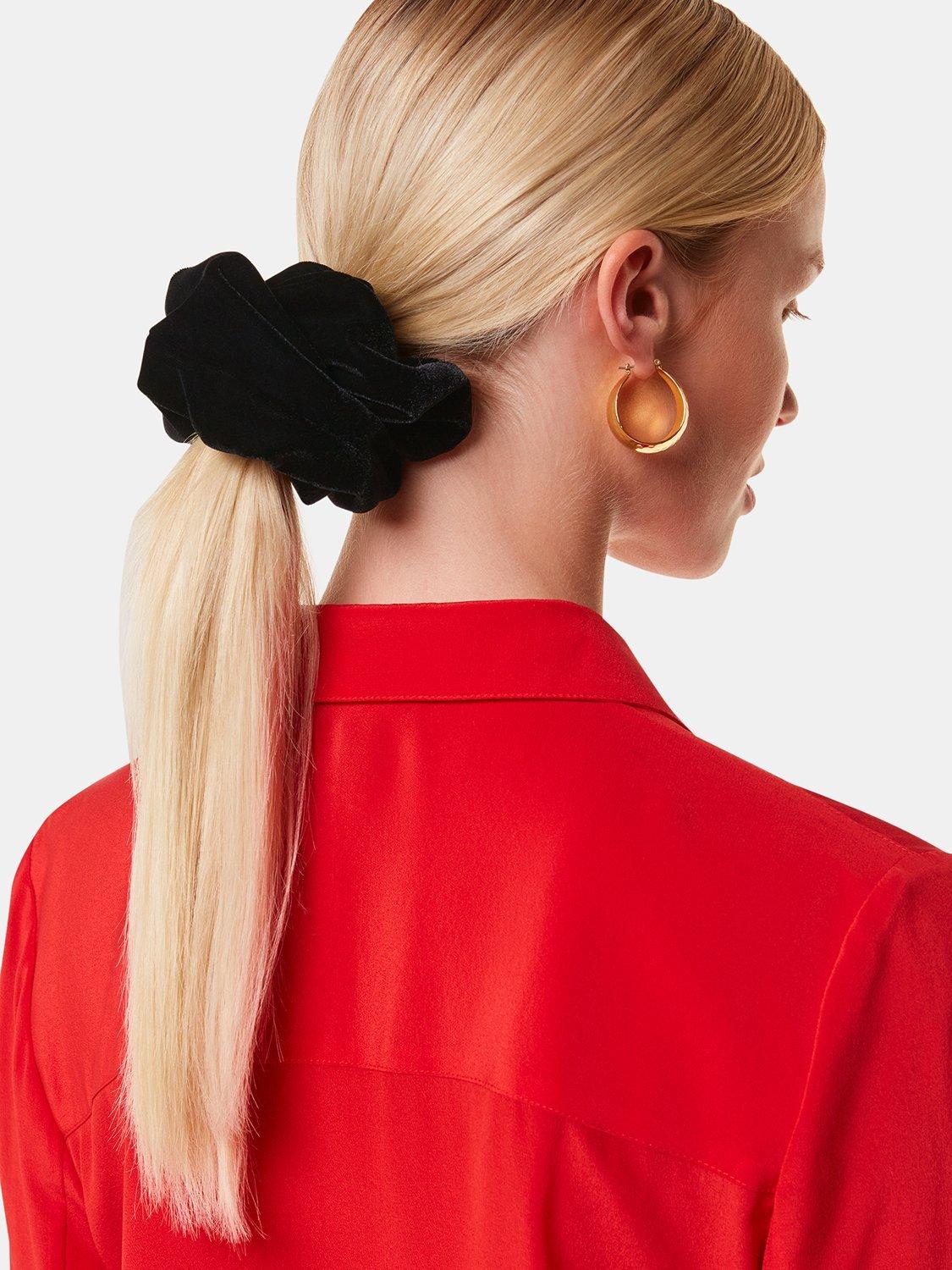 Product image 3 of 3, which shows Whistles Velvet Hair Scrunchie, Black