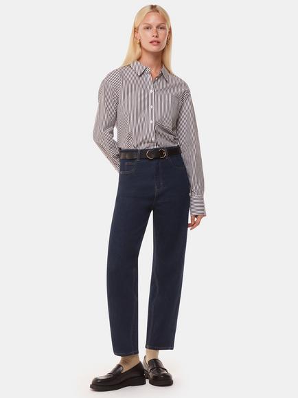 Whistles Stretch Barrel Leg Jeans, Dark Blue, Dark Blue