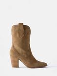 Mint Velvet Suede Cowboy Ankle Boots, Taupe