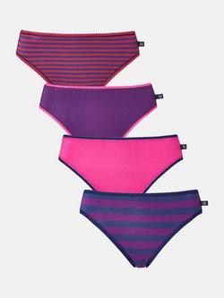 British Boxers Bamboo High Leg Knickers, Pack of 4, Cherry/Multi
