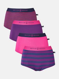 British Boxers Bamboo Hipster Boxer Briefs, Pack of 4, Cherry/Multi