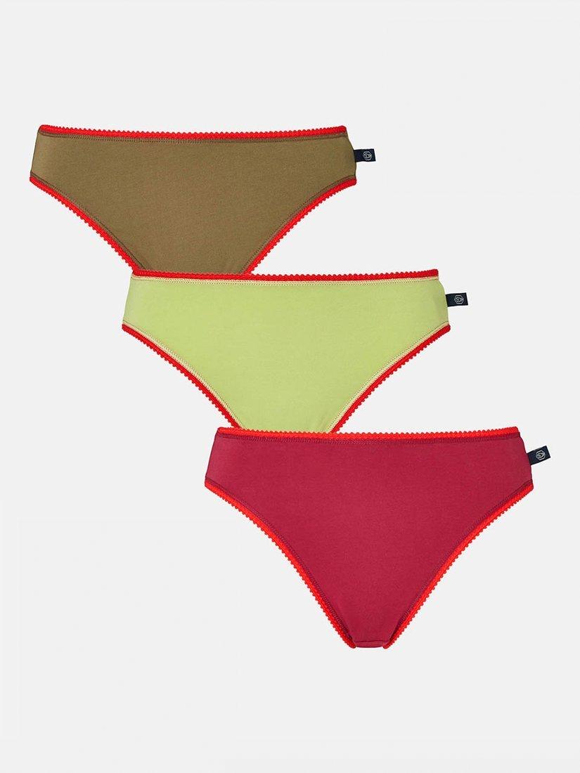 Product image 1 of 7, which shows British Boxers Cotton High Leg Knickers, Pack of 3, Holly Berry, XS