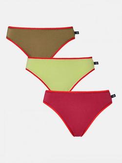 British Boxers Cotton High Leg Knickers, Pack of 3, Holly Berry