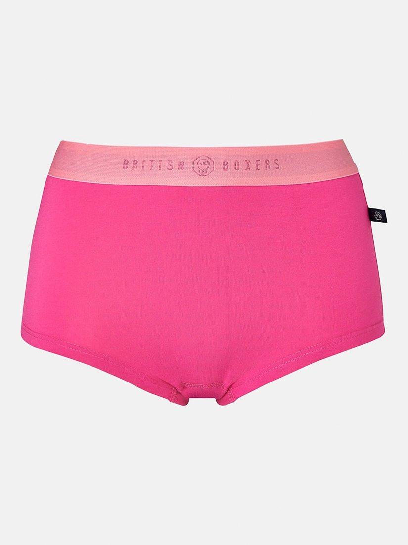 Product image 2 of 7, which shows British Boxers Cotton Hipster Boxer Briefs, Pack of 3, Pink Gin, XS