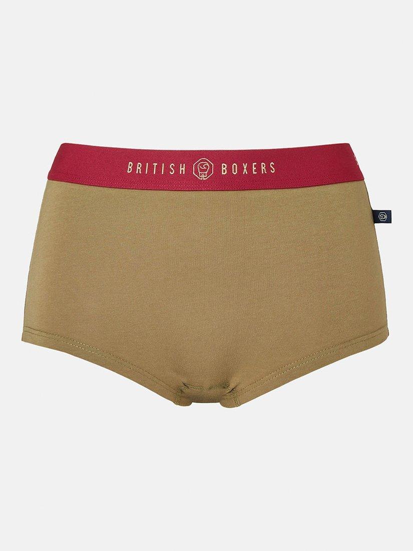 Product image 2 of 7, which shows British Boxers Cotton Hipster Boxer Briefs, Pack of 3, Rosehip, XS