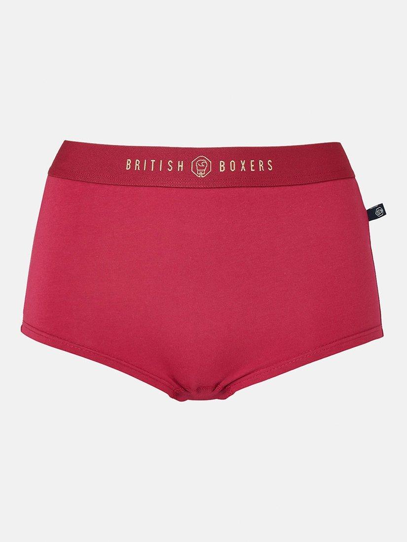 Product image 3 of 7, which shows British Boxers Cotton Hipster Boxer Briefs, Pack of 3, Rosehip, XS