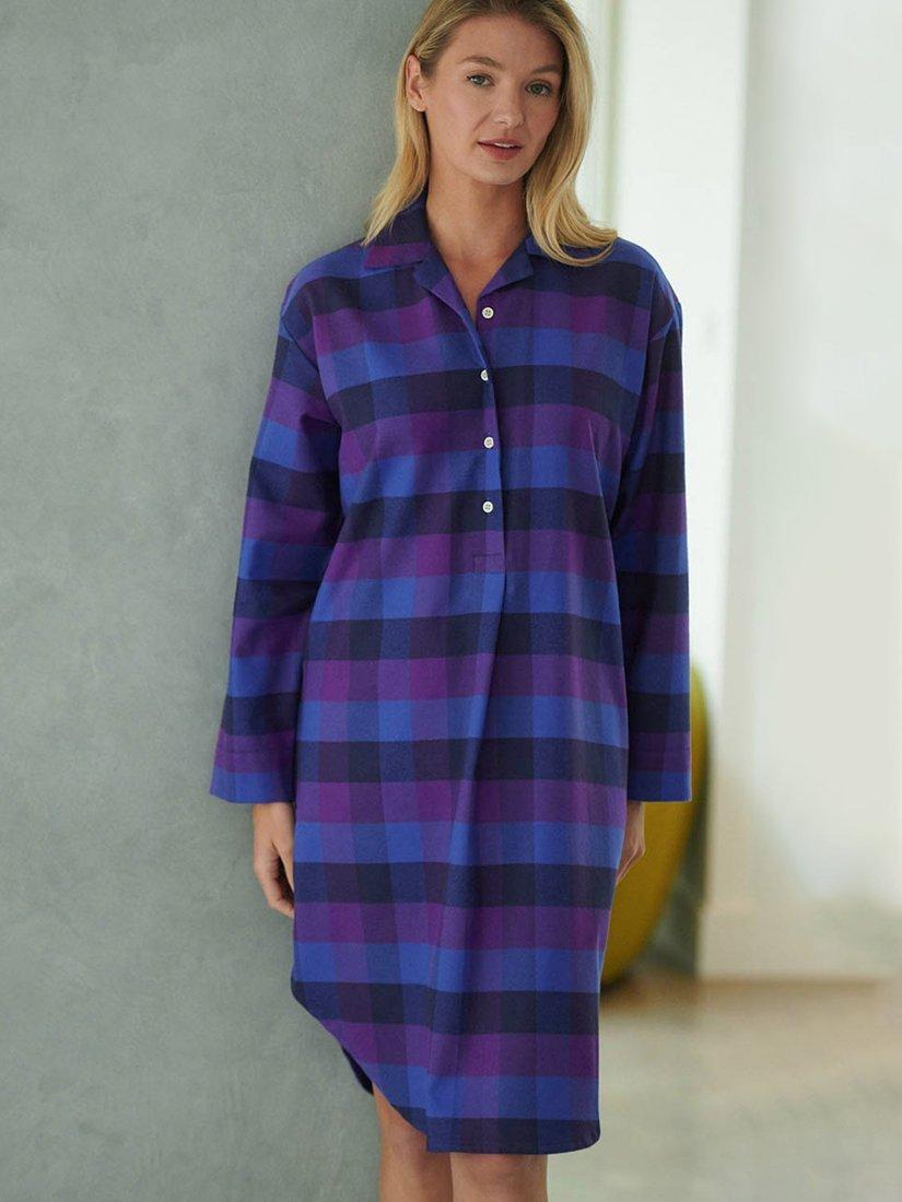 Product image 1 of 3, which shows British Boxers Check Brushed Cotton Nightshirt, Berwick, XS