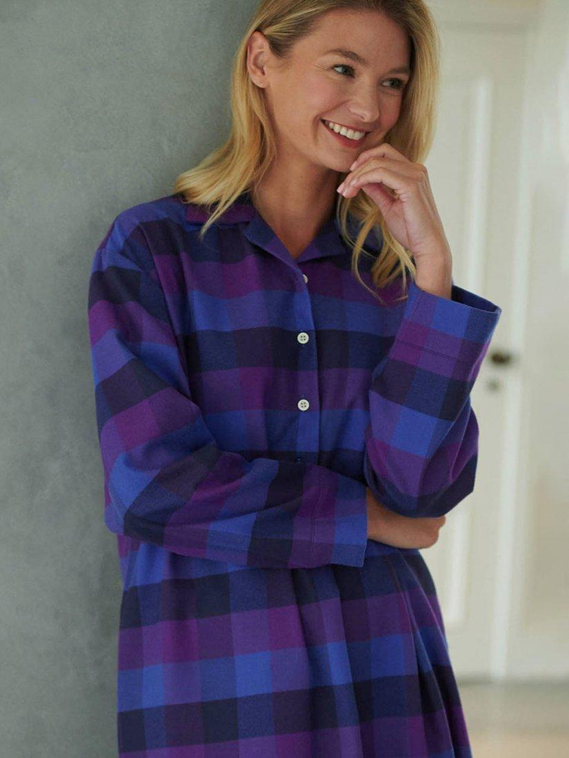 Product image 2 of 3, which shows British Boxers Check Brushed Cotton Nightshirt, Berwick, XS