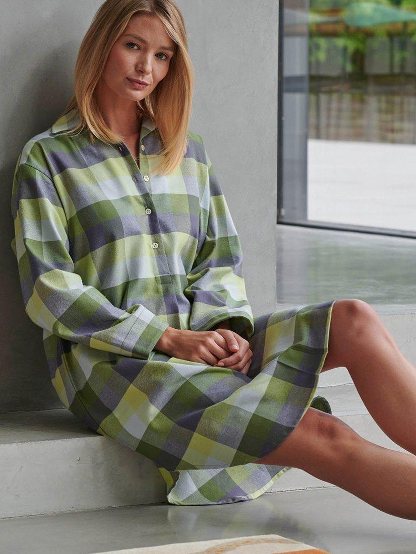Product image 2 of 3, which shows British Boxers Check Brushed Cotton Nightshirt, Shetland, XS