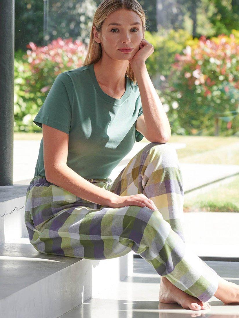 Product image 1 of 4, which shows British Boxers Check Brushed Cotton Pyjama Trousers, Shetland, XS