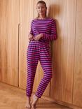 British Boxers Bamboo Rich Stripe Pyjama Set, Pinky/Navy