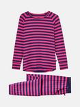 British Boxers Bamboo Rich Stripe Pyjama Set, Pinky/Navy