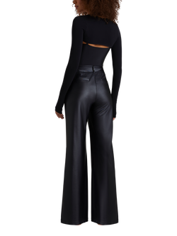 Commando Matte Metallic Wide Leg Trousers, Black - view 2, Black