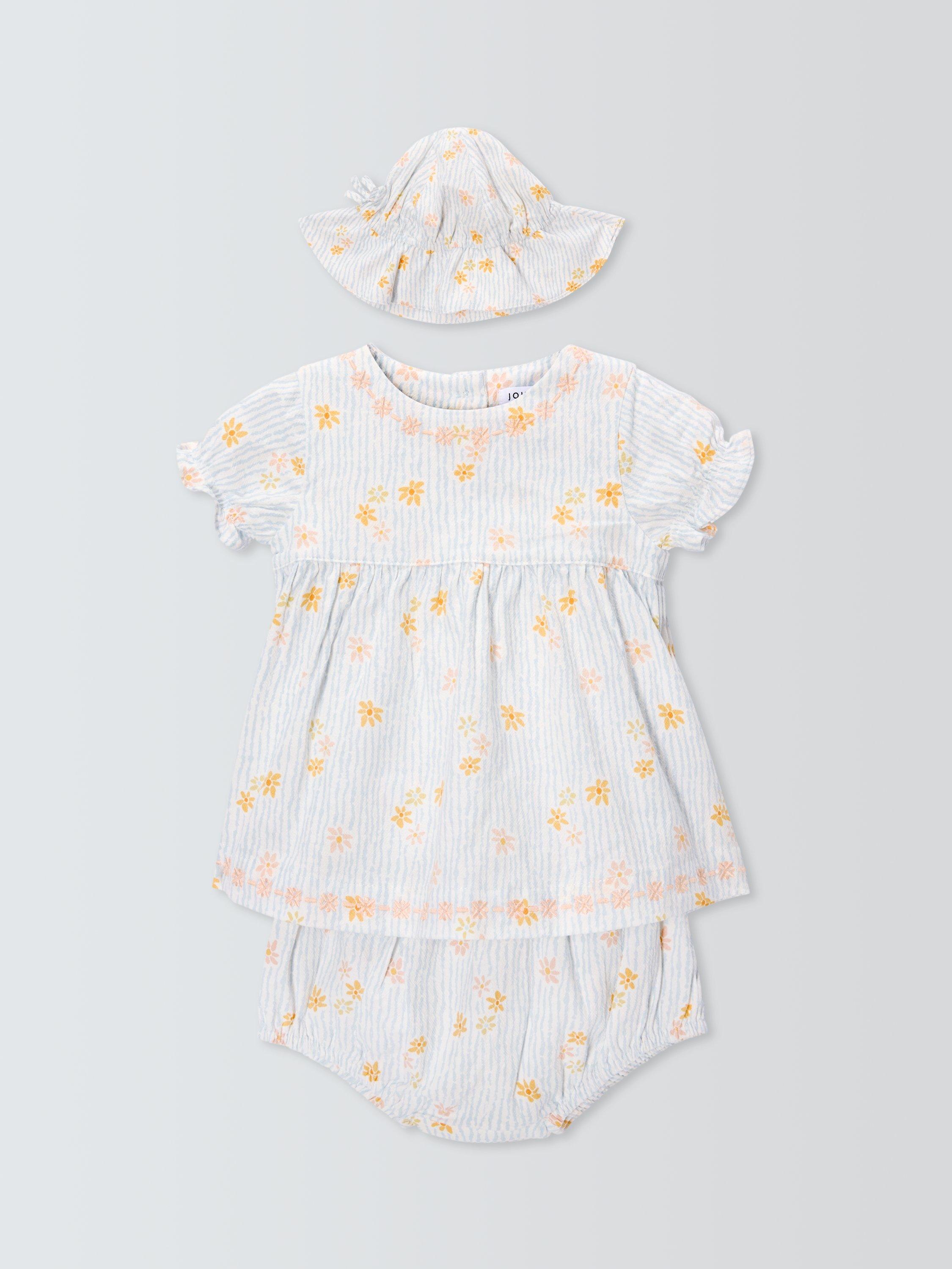 Product image 1 of 3, which shows John Lewis Baby Embroidered Three Piece Dress Set, Multi, Newborn