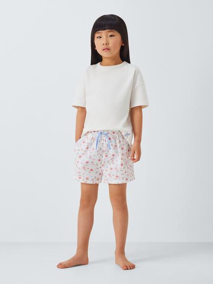 John Lewis Kids' Mix-And-Match Dobby Trellis Pyjama Shorts, White Multi - view 2, White Multi