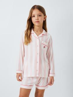 John Lewis Kids' Floral Stripe Shortie Pyjamas, Pink, Pink