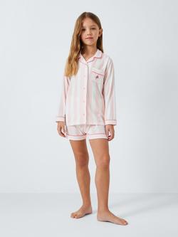 John Lewis Kids' Floral Stripe Shortie Pyjamas, Pink - view 2, Pink