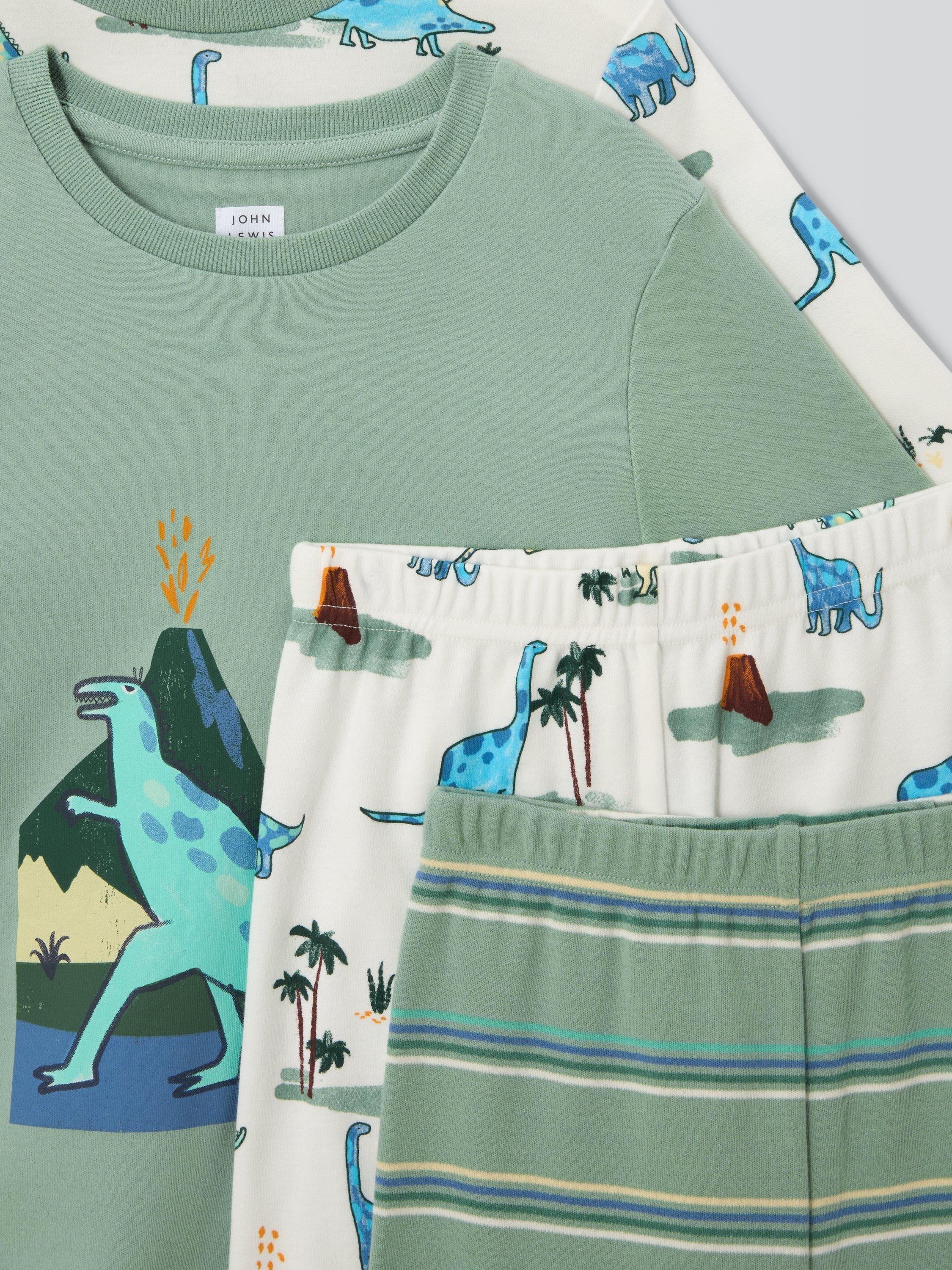 Product image 5 of 6, which shows John Lewis Kids' Dinosaur Long Sleeve Pyjamas, Pack of 2, Green, 9 years