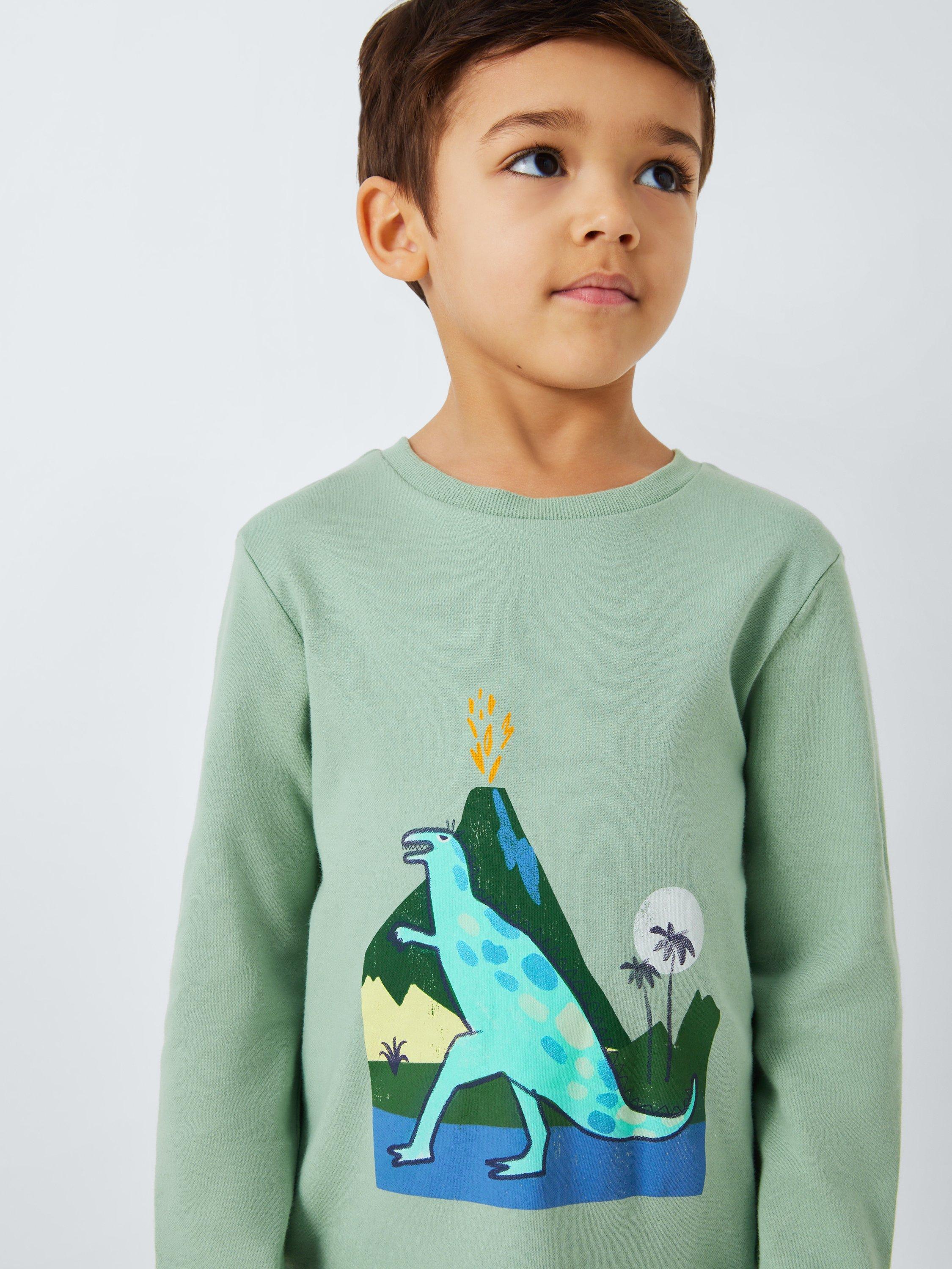 Product image 3 of 6, which shows John Lewis Kids' Dinosaur Long Sleeve Pyjamas, Pack of 2, Green, 9 years